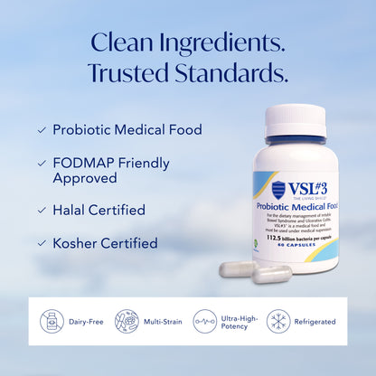 VSL#3® Probiotics for Digestive Health, IBS & UC Symptoms - 112.5B CFUs, High-Potency, Multi-Strain, Live, Refrigerated Probiotic, Medical Food for Gut Health Support in Men & Women, 60 Capsules